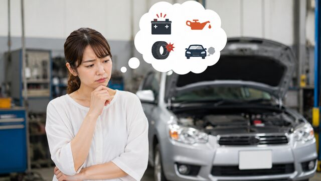 車の修理を心配する女性