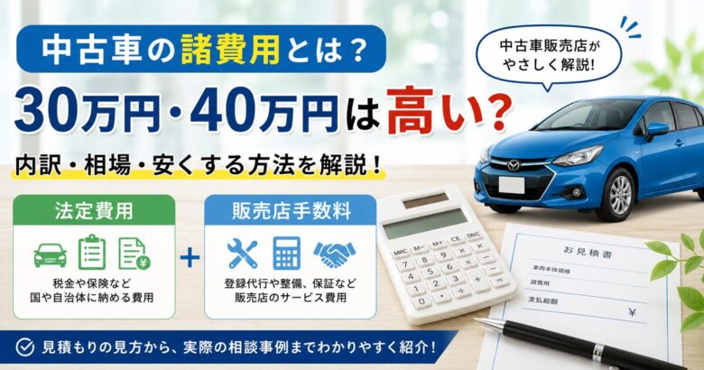 中古車の諸費用30万円・40万円は高い？内訳・相場・安くする方法を中古車販売店が解説