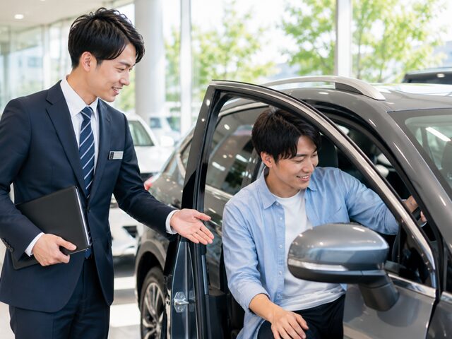 車の試乗をする男性